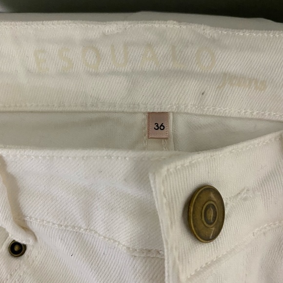 Esqualo Jeans β White straight leg low cut jeans with pockets and single button - Picture 5 of 6